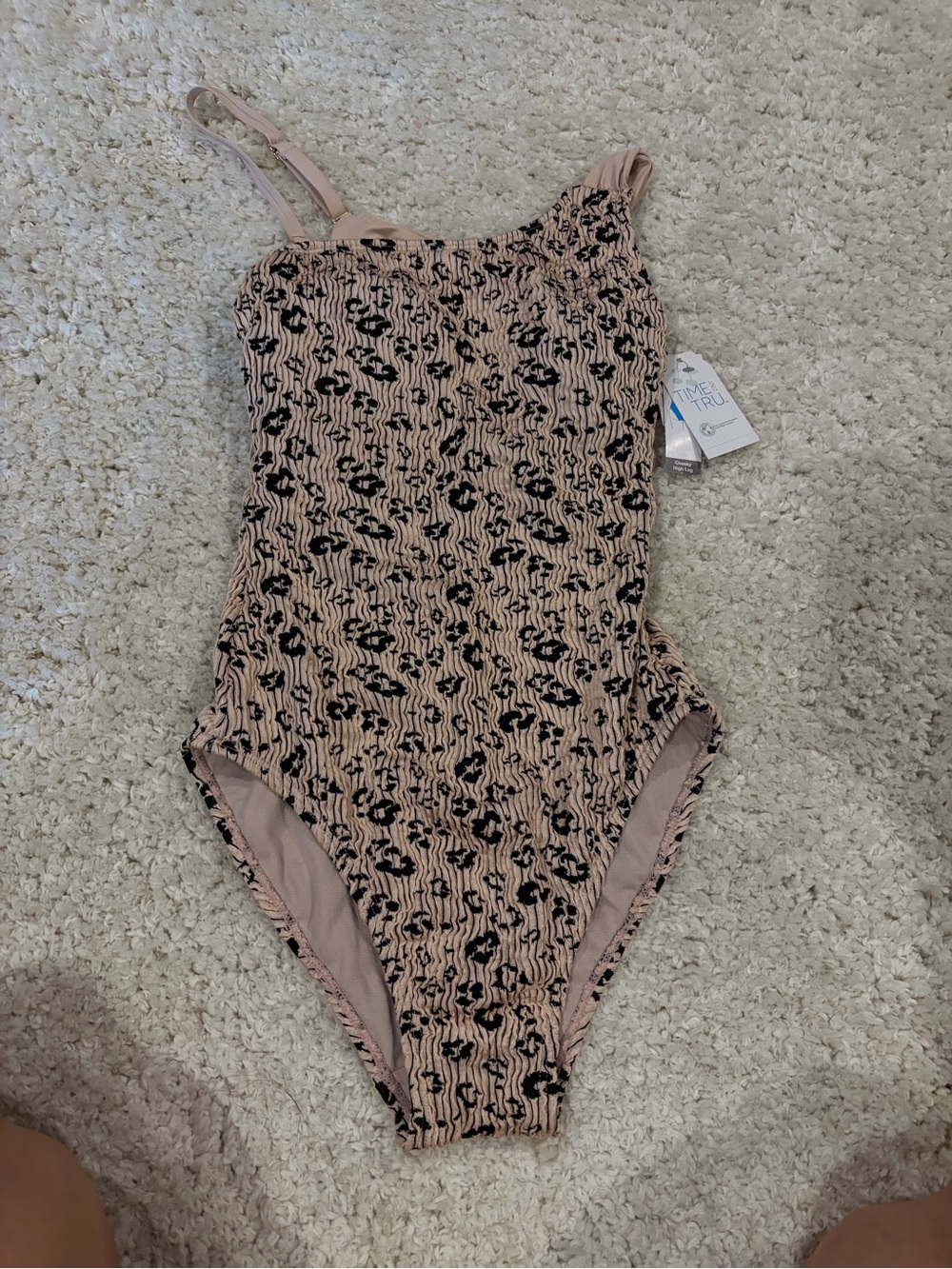 Pink One-Piece Swimsuit with Black cheetah Print